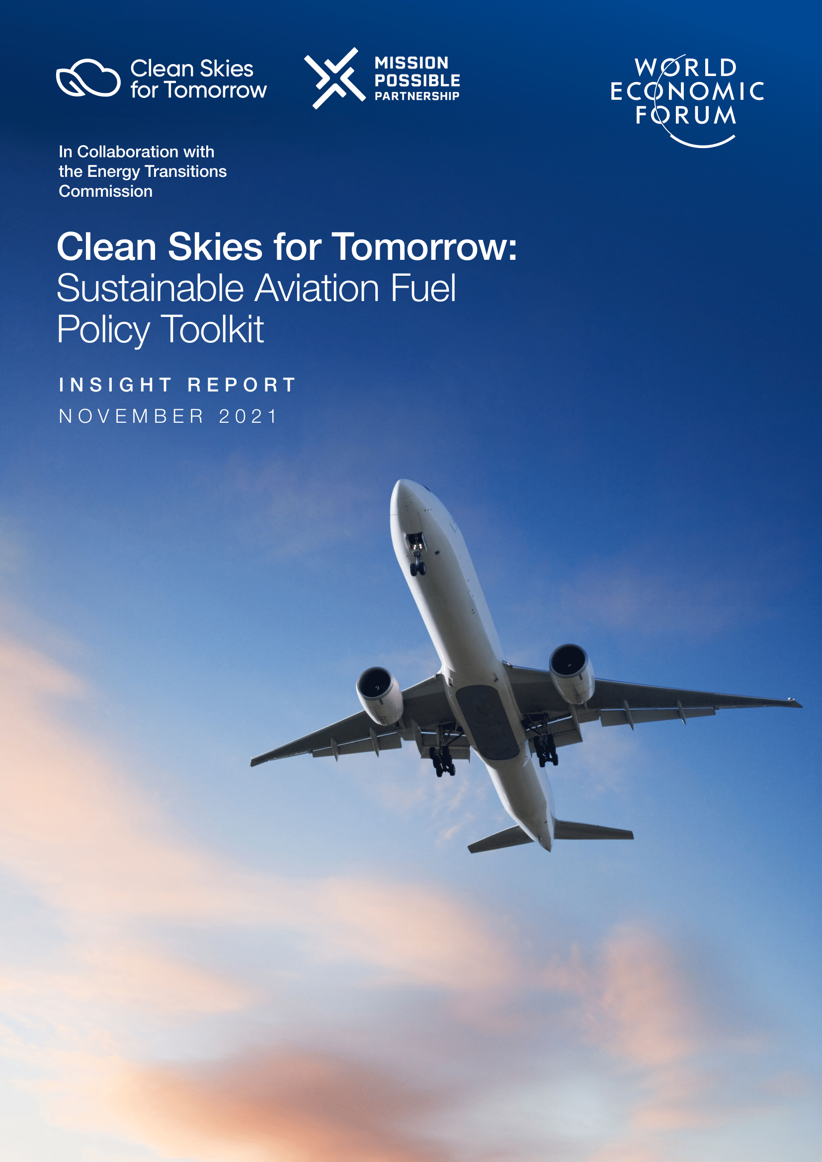 Clean Skies For Tomorrow: Sustainable Aviation Fuel Policy Toolkit - Insight Report Front Cover