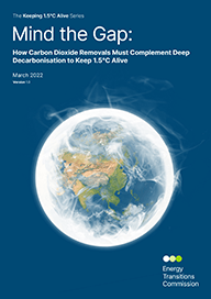 Mind The Gap: How Carbon Dioxide Removals Must Complement Deep Decarbonisation To Keep 1.5C Alive Front Cover