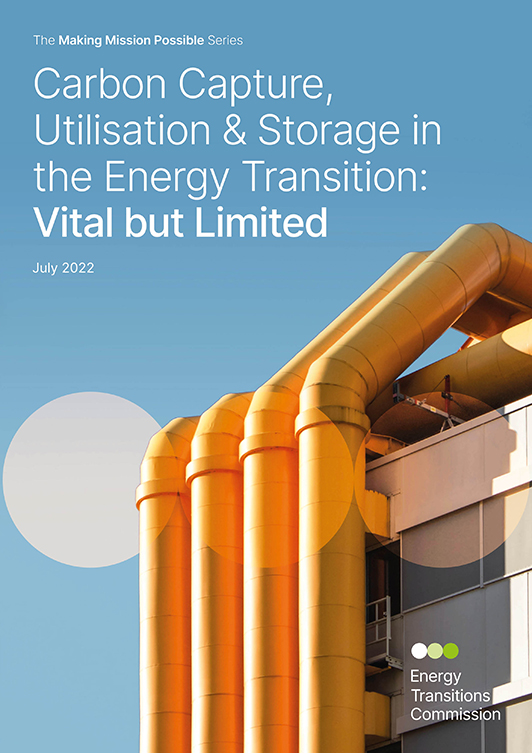 Report Front Cover - Carbon Capture, Utilisation & Storage in the Energy Transition: Vital but Limited